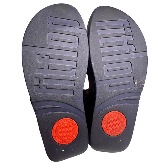 FitFlop Lulu Wildflower Navy Sequin Thong Sandals Shoes Women US Sz 6 Comfort EC - Picture 3 of 16